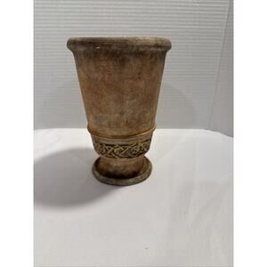 Mid Century Stoneware Pottery Flower Vase 8”, Rustic, Farmhouse, Celtic